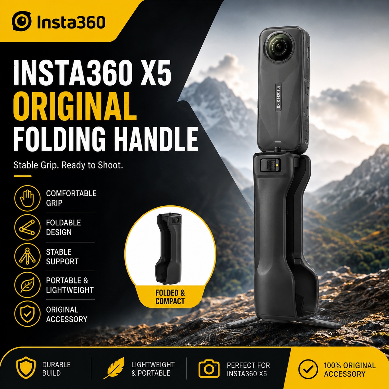 Photography Grip Insta360 X5 - Insta360 X5 için Katlanır Tutma Kolu